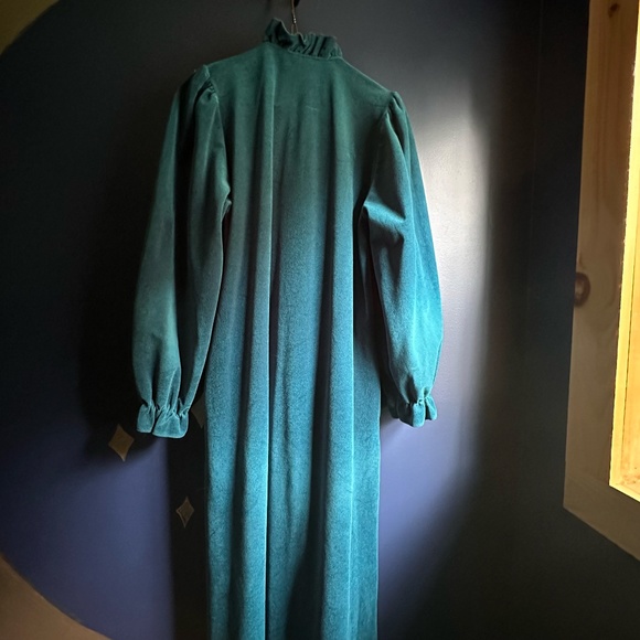 VTG Gilligan O'Malley Velvet Zip-Front House Robe SZ Small Teal Blue Full Length - Picture 7 of 7